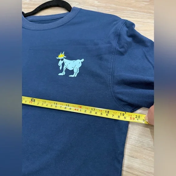 GOAT USA Navy Long Sleeve T-shirt Size Medium Discoloration - Picture 8 of 10